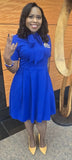 Women's Short Sleeved Mock Neck Tie Dress w/ Pocket Royal 1211