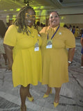 Women's Short Sleeved Mock Neck Tie Dress w/ Pocket Gold 1211
