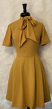 Women's Short Sleeved Mock Neck Tie Dress w/ Pocket Gold 1211